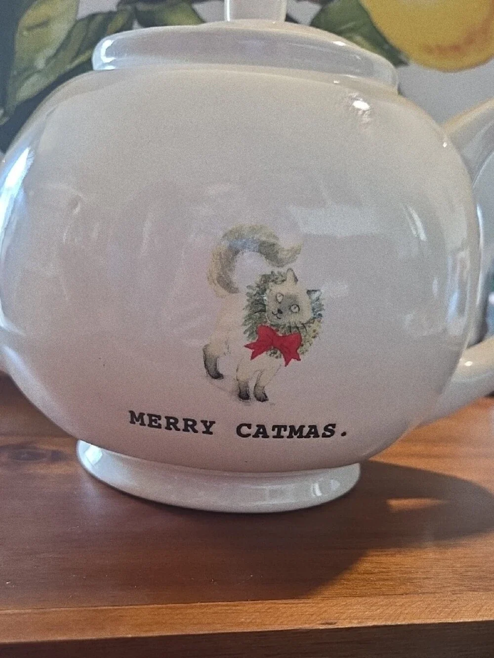 Rae Dunn Artisan Collection Merry Catmas Teapot